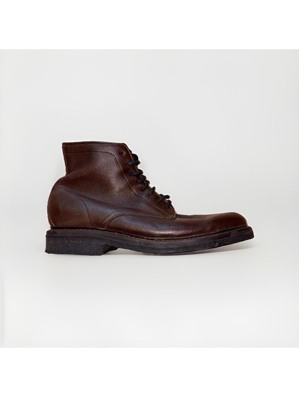 Frye Country Lace Up Boots Brown Pebbled Leather Men’s Size 7 D Mexico Made